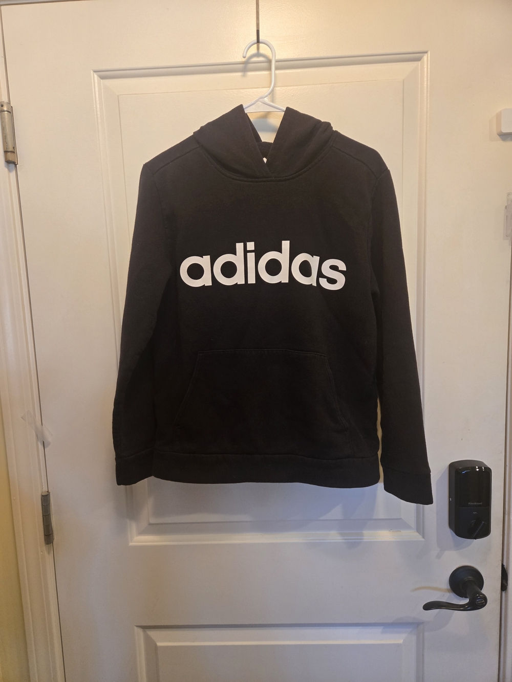 adidas Black Hoodie with White Logo Tag
